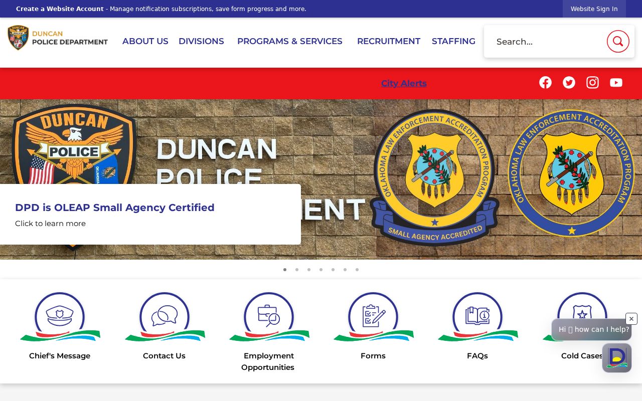 Official Duncan Police Department service page