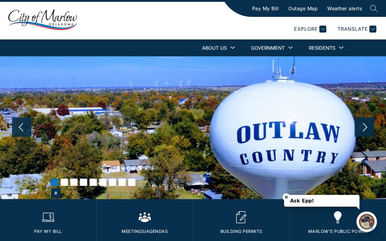 Official City of Marlow civic homepage and contact route