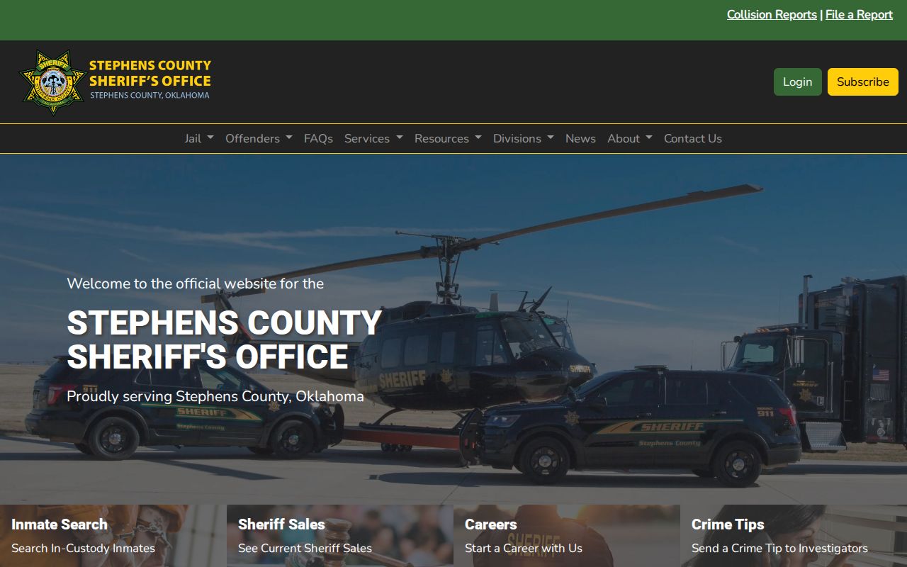 Official Stephens County Sheriff home and agency route